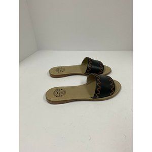 Driver Club USA Womens Size 10.5, Leather Sandal Loafer Flat, Black Nappa